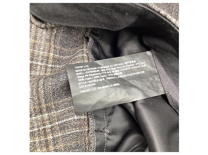 Theory Plaid Trousers in Grey Wool - view 4