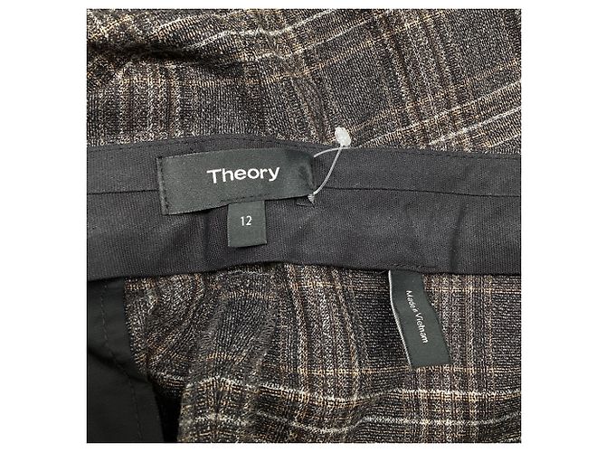 Theory Plaid Trousers in Grey Wool - view 5