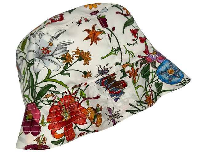 Gorra bucket de twill estampado Gucci en algodón con estampado floral - vista 8