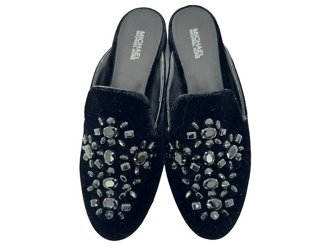 Mule Michael Kors con decorazioni in cristallo in velluto nero - vista 4