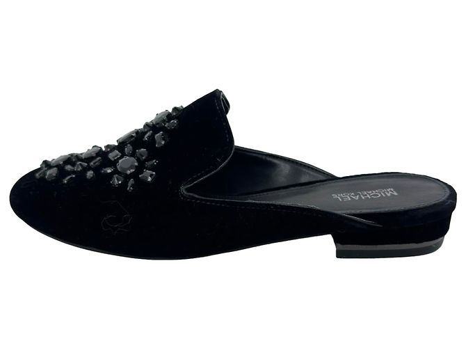 Mule Michael Kors con decorazioni in cristallo in velluto nero - vista 7