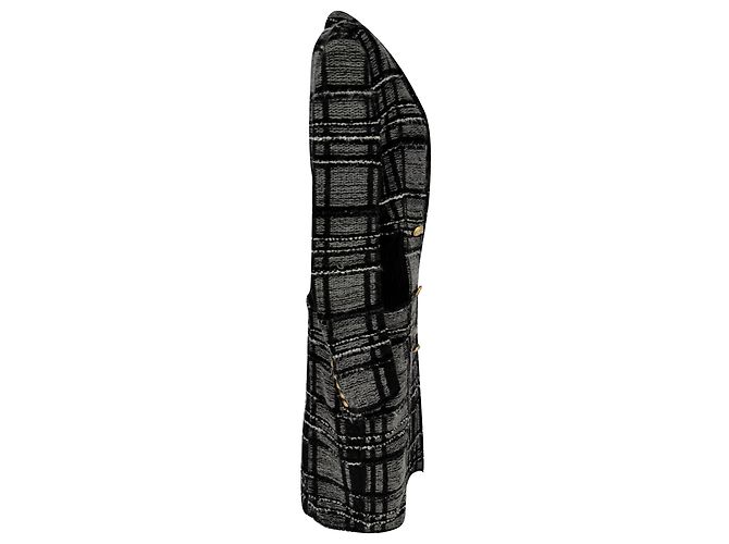 Abrigo de tweed a cuadros de doble botonadura Balmain en viscosa gris - vista 2