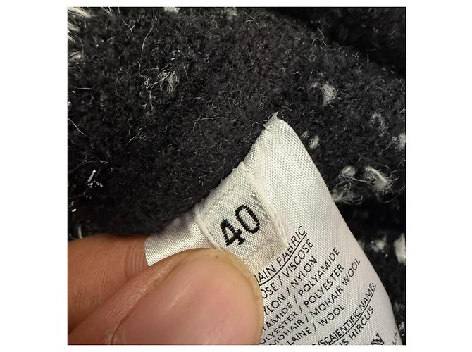 Abrigo de tweed a cuadros de doble botonadura Balmain en viscosa gris - vista 4