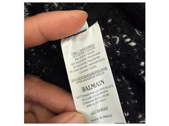 Abrigo de tweed a cuadros de doble botonadura Balmain en viscosa gris - vista 5