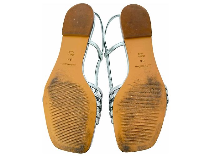 Sandali bassi Millie Lattice in pelle argento Reformation - vista 10