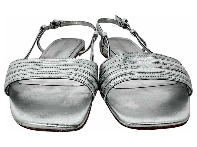 Sandali bassi Millie Lattice in pelle argento Reformation - vista 2