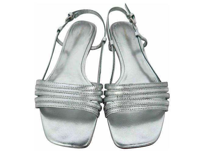 Sandali bassi Millie Lattice in pelle argento Reformation - vista 3