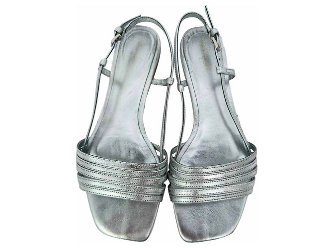 Sandali bassi Millie Lattice in pelle argento Reformation - vista 4
