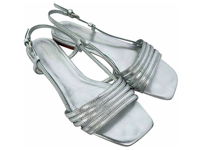 Sandali bassi Millie Lattice in pelle argento Reformation - vista 5