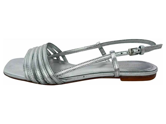 Sandali bassi Millie Lattice in pelle argento Reformation - vista 7