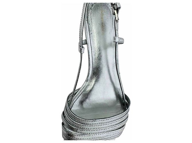 Sandali bassi Millie Lattice in pelle argento Reformation - vista 8