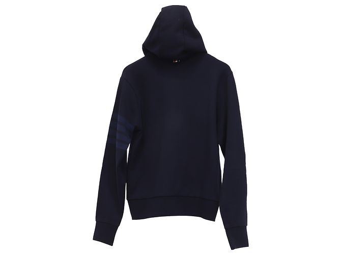 Felpa con cappuccio e zip 4-Bar in cotone blu navy Thom Browne - vista 3