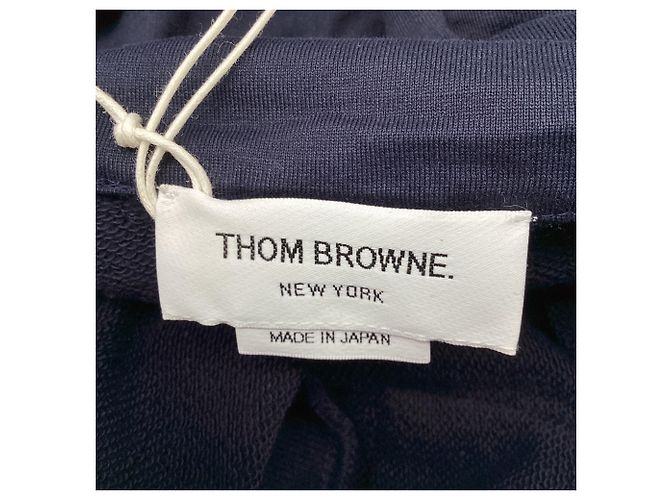Felpa con cappuccio e zip 4-Bar in cotone blu navy Thom Browne - vista 6