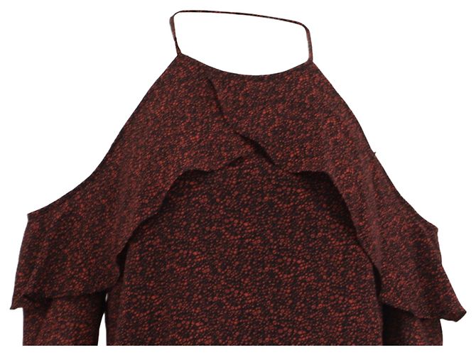 Michael Michael Kors Off-Shoulder-Oberteil mit Rüschen und Paisley-Muster aus Polyester in Burgundy - Ansicht 2