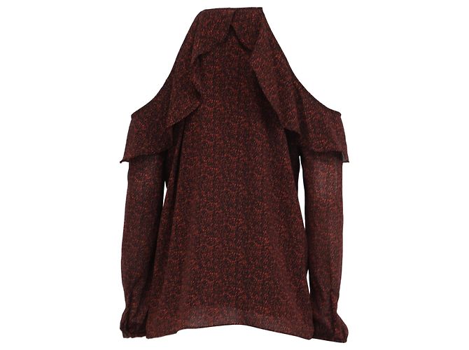 Michael Michael Kors Off-Shoulder-Oberteil mit Rüschen und Paisley-Muster aus Polyester in Burgundy - Ansicht 4