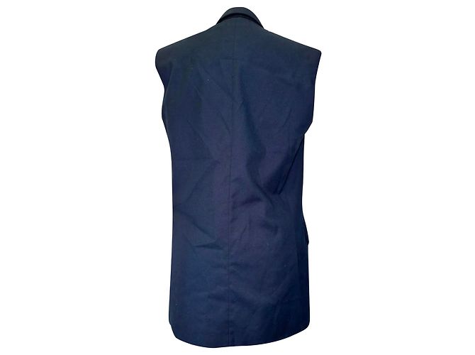 Chaleco cruzado Dries Van Noten en algodón azul marino - vista 3