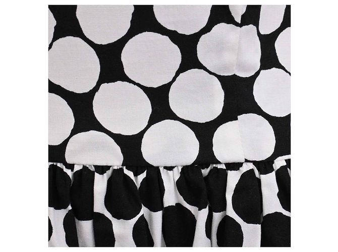 Abito midi a pois Oscar De La Renta in cotone bianco e nero - vista 13