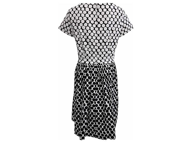 Abito midi a pois Oscar De La Renta in cotone bianco e nero - vista 3