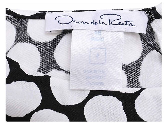Abito midi a pois Oscar De La Renta in cotone bianco e nero - vista 4