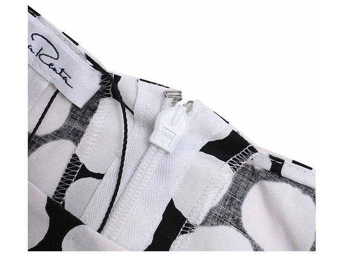 Abito midi a pois Oscar De La Renta in cotone bianco e nero - vista 7