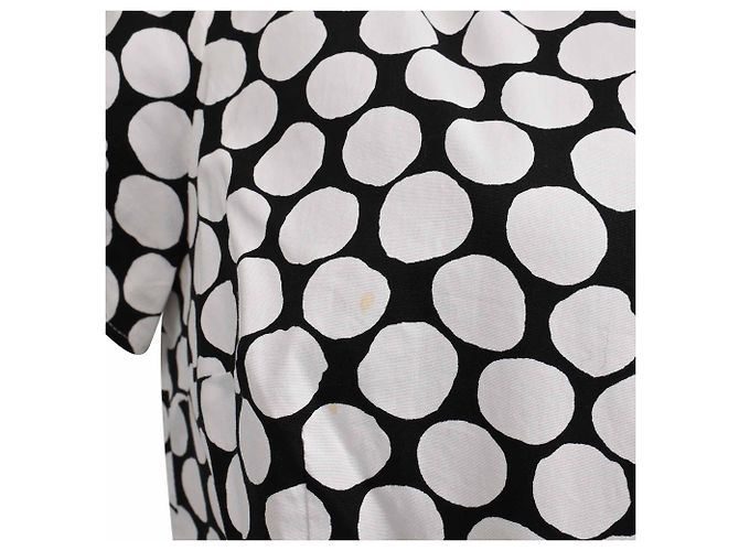 Abito midi a pois Oscar De La Renta in cotone bianco e nero - vista 9