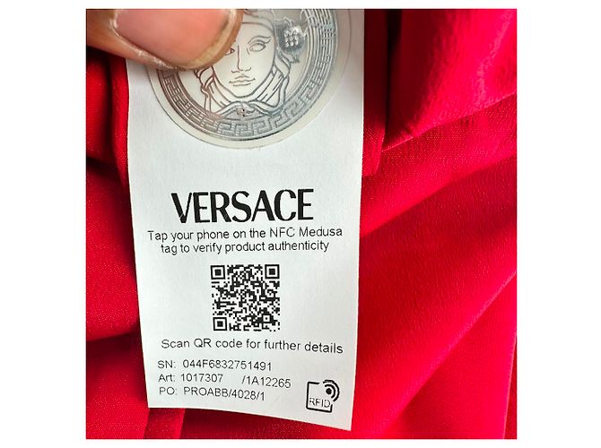 Abito midi Versace con drappeggio e spacco frontale in viscosa rossa Rosso - vista 10