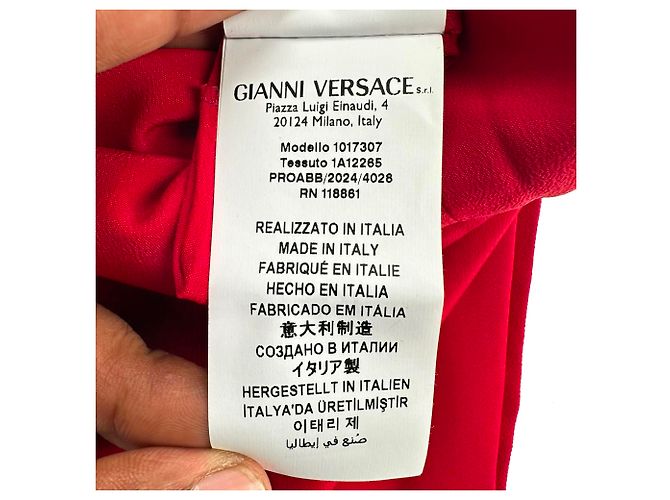 Abito midi Versace con drappeggio e spacco frontale in viscosa rossa Rosso - vista 11