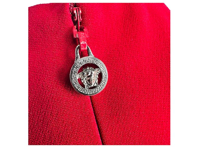 Abito midi Versace con drappeggio e spacco frontale in viscosa rossa Rosso - vista 4
