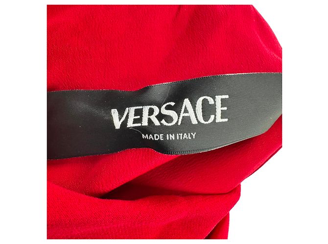 Abito midi Versace con drappeggio e spacco frontale in viscosa rossa Rosso - vista 7