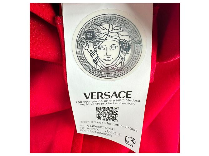 Abito midi Versace con drappeggio e spacco frontale in viscosa rossa Rosso - vista 9