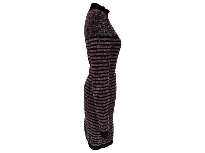 Mini abito in bouclé a righe metallizzate Balmain in viscosa multicolore - vista 2