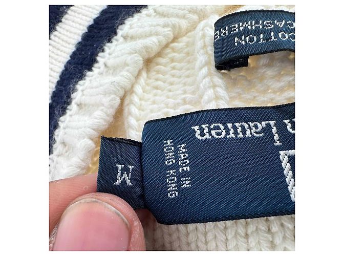 Wimbledon Strickweste von Polo Ralph Lauren aus cremeweißer Baumwolle Roh - Ansicht 9
