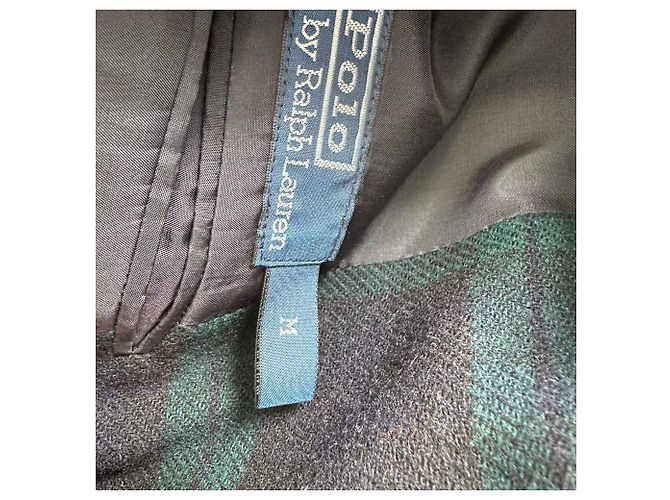 Ralph Lauren Elbow Patch Work Plaid Jacket in Navy Blue Wool - view 7