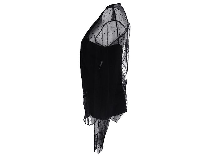 Camicetta Christian Dior in mesh con scollo girocollo in seta nera Nero - vista 4