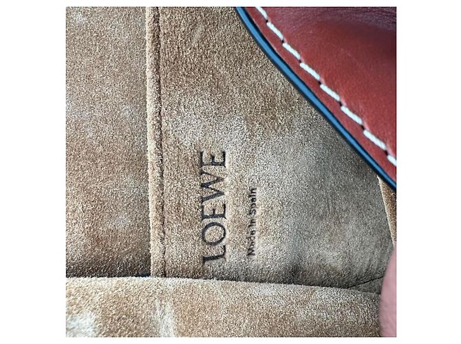Mini Gate Tote Loewe in pelle marrone Rosso - vista 13