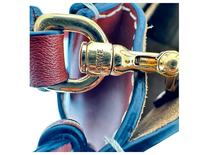 Mini Gate Tote Loewe in pelle marrone Rosso - vista 14