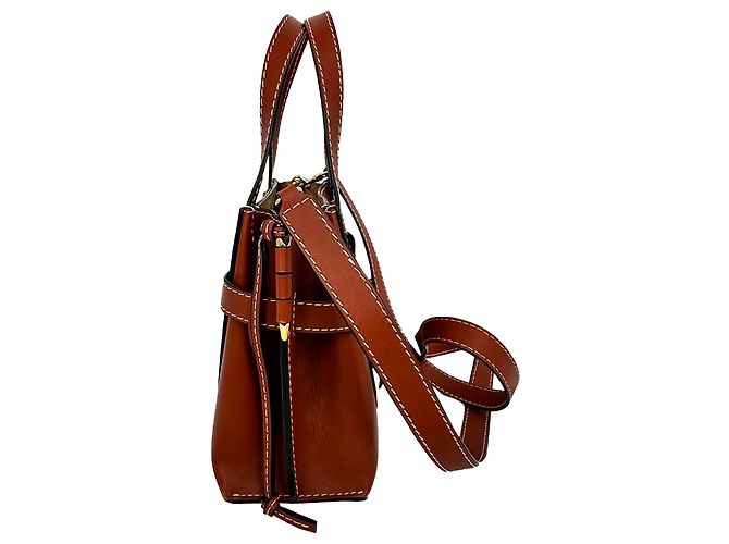 Mini Gate Tote Loewe in pelle marrone Rosso - vista 4
