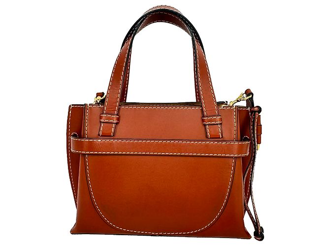 Mini Gate Tote Loewe in pelle marrone Rosso - vista 5