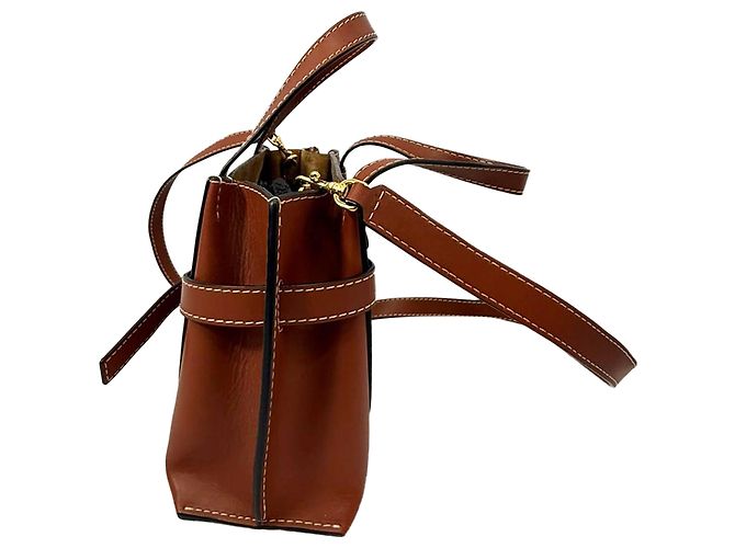 Mini Gate Tote Loewe in pelle marrone Rosso - vista 6