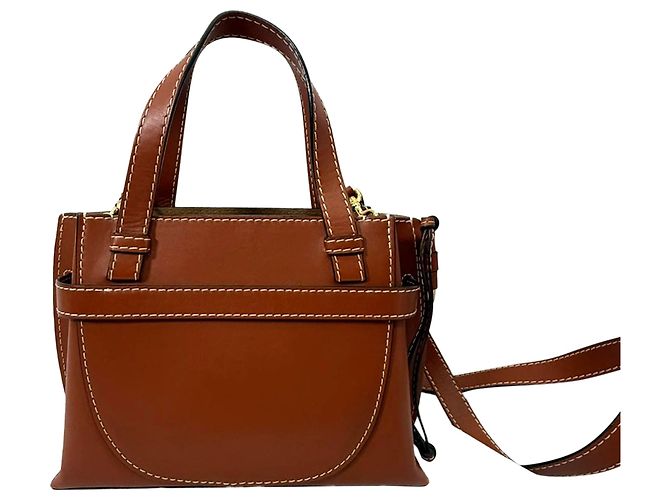 Mini Gate Tote Loewe in pelle marrone Rosso - vista 9