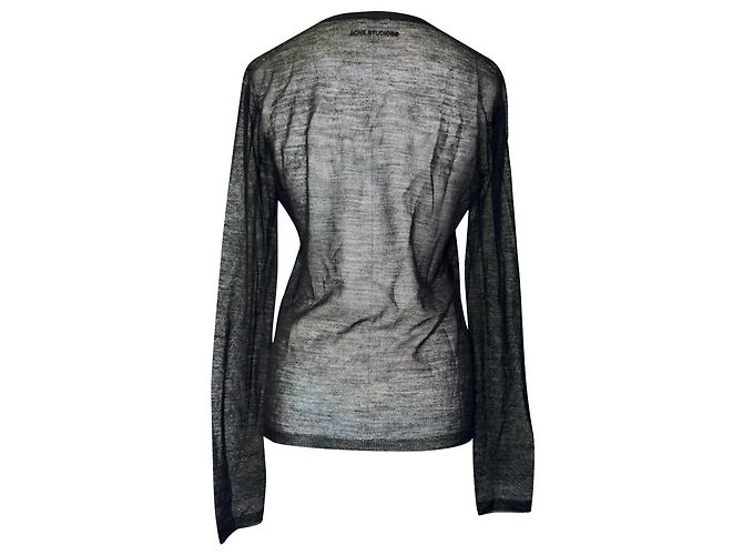 Leichter Acne Studios Cardigan aus schwarzer Wolle - Ansicht 3