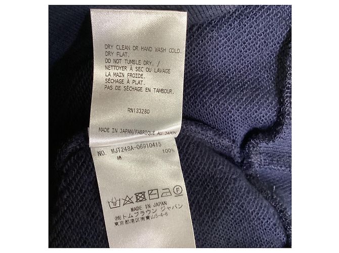 Thom Browne Sweatshirt mit 4 Streifen aus Navy Blue Baumwolle Blau Marineblau - Ansicht 4