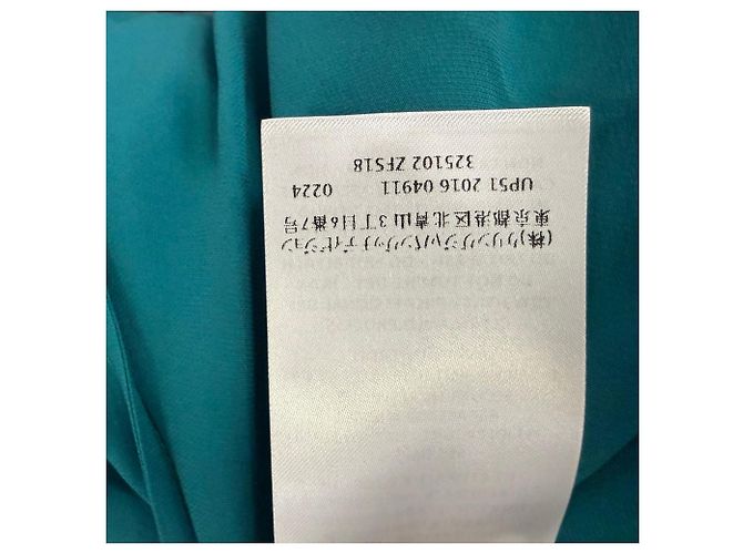 Camicetta Gucci in seta blu con bottoni e fiocco - vista 7