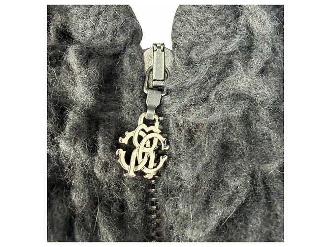 Roberto Cavalli Zip-Up Shearling-Jacke aus schwarzer Wolle - Ansicht 3