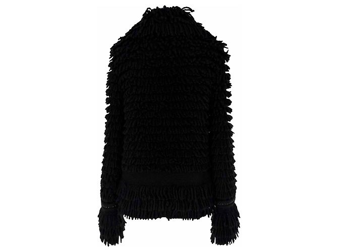 Roberto Cavalli Zip-Up Shearling-Jacke aus schwarzer Wolle - Ansicht 5