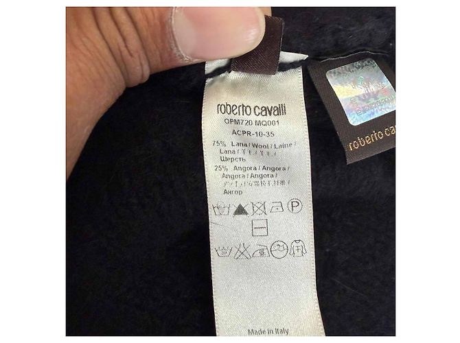 Roberto Cavalli Zip-Up Shearling-Jacke aus schwarzer Wolle - Ansicht 9
