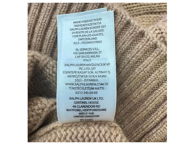 Polo Ralph Lauren V-Ausschnitt Strickpullover aus Camel-Wolle mit Zopfmuster Gelb Kamel - Ansicht 10