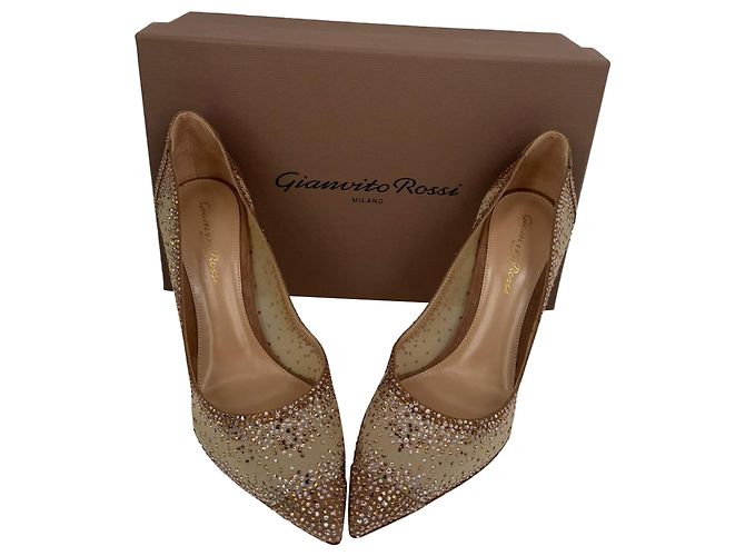 Gianvito Rossi Rania 105mm Strass-Pumps in Beige, Polyester - Ansicht 10