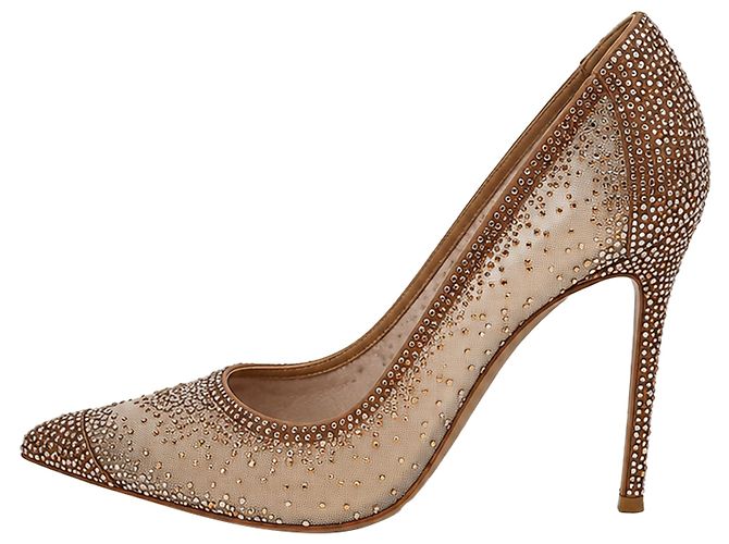 Gianvito Rossi Rania 105mm Strass-Pumps in Beige, Polyester - Ansicht 2