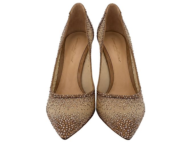 Gianvito Rossi Rania 105mm Strass-Pumps in Beige, Polyester - Ansicht 3